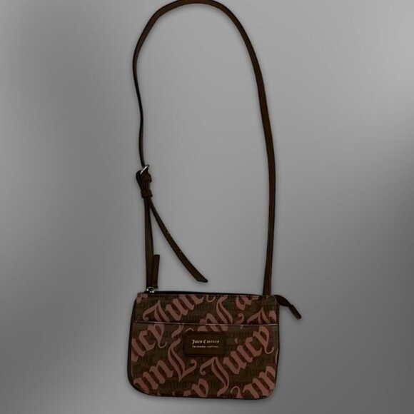 Juicy Couture Crossbody Bag Adjustable Strap Iconic Branding Design Brown W OS - Picture 1 of 13